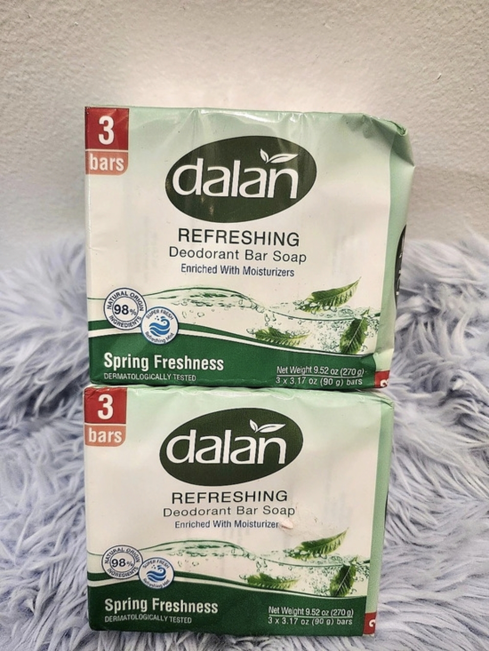 dalan Refreshing Deodorant Bar Soap Spring Freshness Green & White 6 Bars